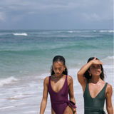 Deep V-Neck One Piece - Deep Plum