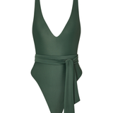 Deep V-Neck One Piece - Deep Forest